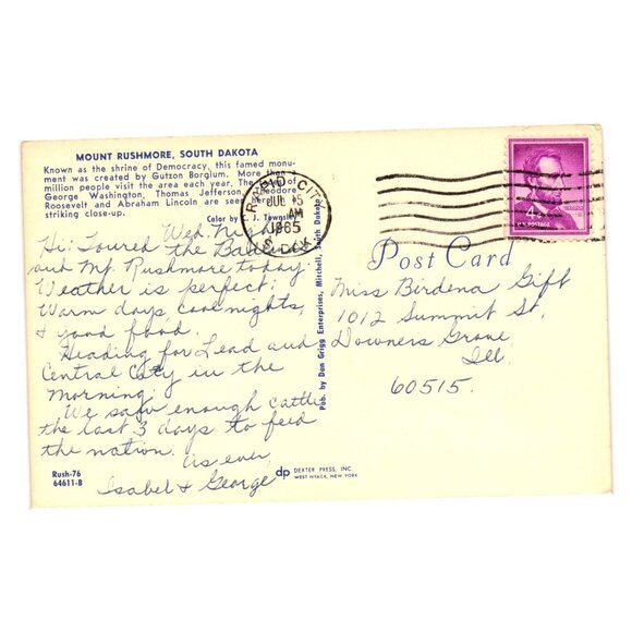 Vintage Mt Rushmore South Dakota Postcard 1960s Scenic Black Hills Landmark - Picture 2 of 2